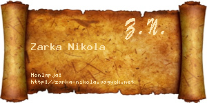 Zarka Nikola névjegykártya